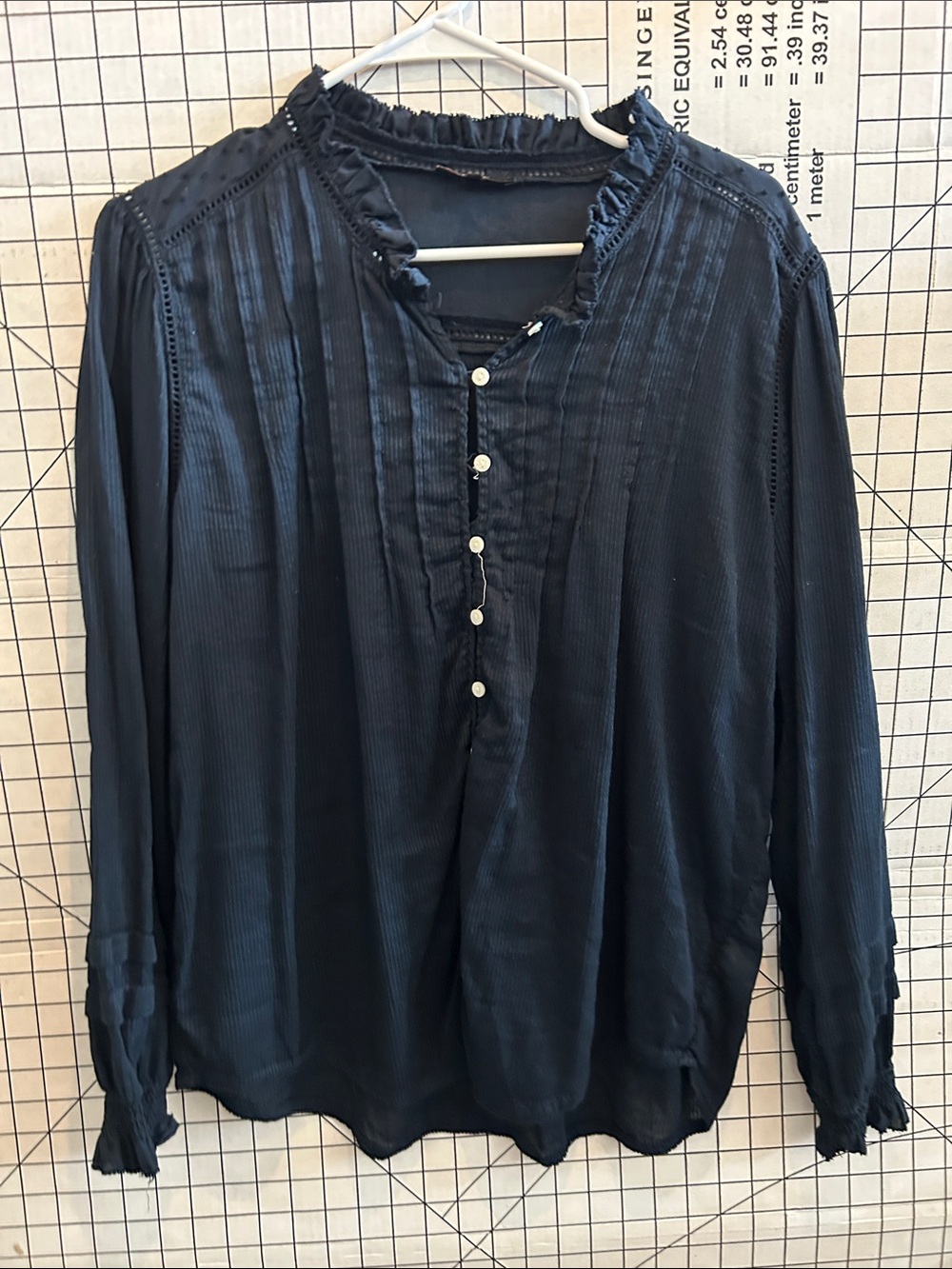 Quince Peasant Dark Navy Blouse